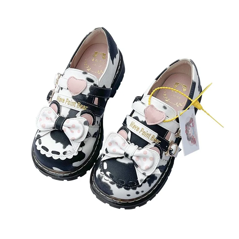 Fashion Luxury Lolita Shoes Jk Uniform Low Heel Round Head Cute Cosplay Anime Goth Kawaii Lace Bow Buckle Student Young Girls