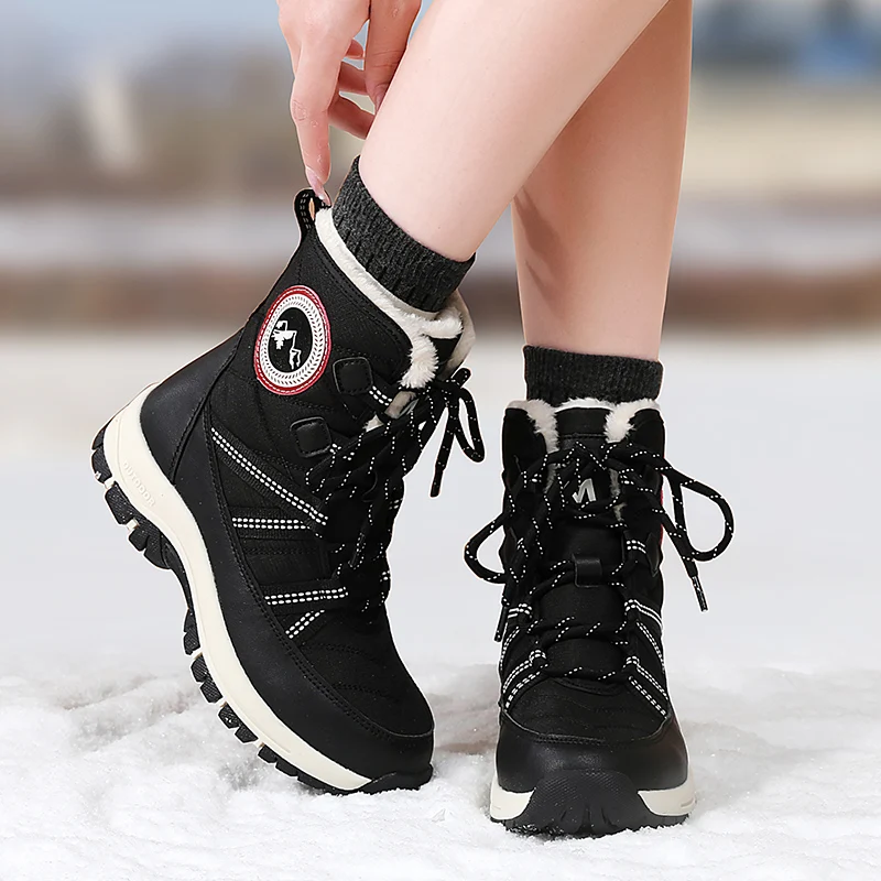 2024 Winter New Women Boots Comfortable Thermal Snow Boots Cross Tie Straps Fashion Outdoor Boots Wear-Resisting Hiking Shoes image 6