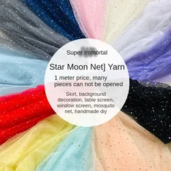 Starry Moon Sequin Tulle Fabric By The Meter for Decoration Birthday Tablecloth Floral Wrapping Handmade DIY Sewing Cloth White