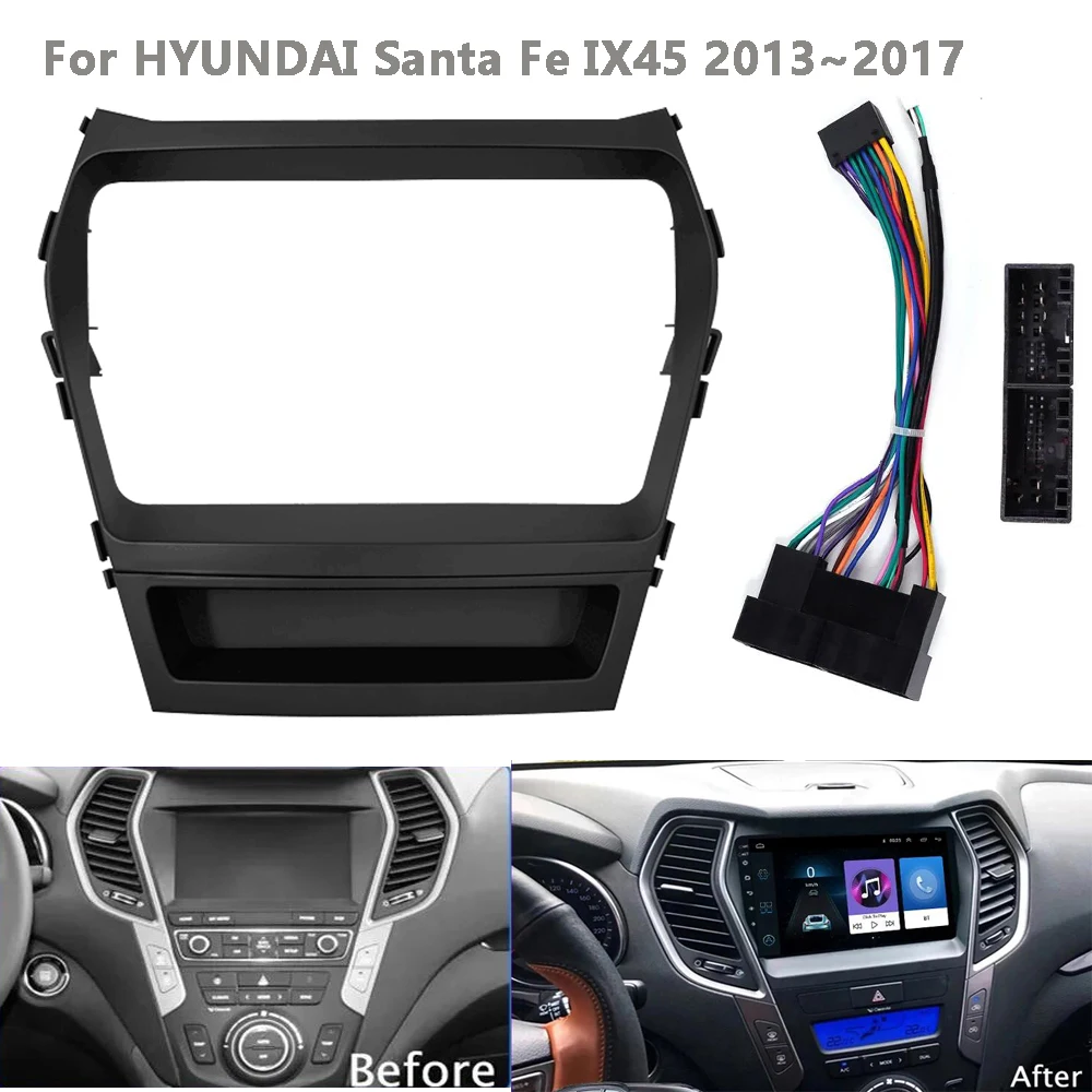 

9 Inch Car DVD Frame Audio Dash Trim Kits Facia Radio Player screen 2 DiN For HYUNDAI IX45 / SANTA FE 2013-2018 Stereo Panel