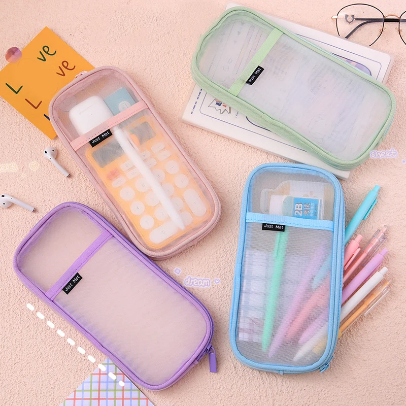 Transparent Women Makeup Bag Mesh Makeup Case Organizer Korean Cosmetic Bags Travel portable Toiletry Bag Zipper Beauty Case