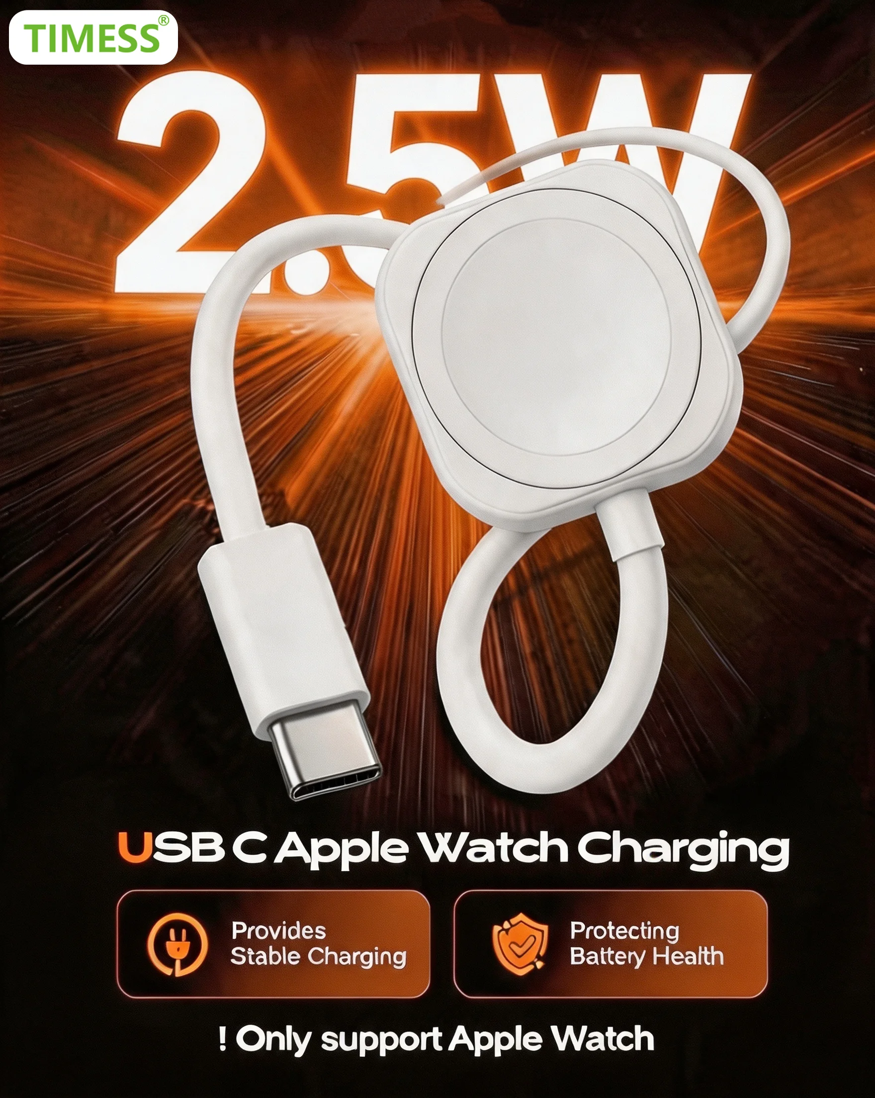 Magnetisches Kabelloses Schnell-Ladegerät für Apple Watch Series 10 9 8 7 6 5 4 3 2 1 Ultra Hermes Edition Tragbares iWatch-Ladekabel – Detail 1
