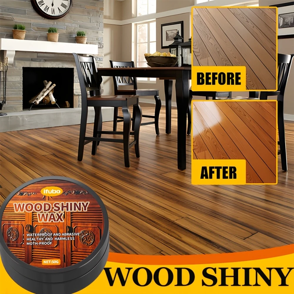 ملمع شمع لامع للأثاث والأرضيات - مقاوم للماء، مضاد للتشقق، مغذي وتنعيم الخشب، حماية طويلة الأمد لـ