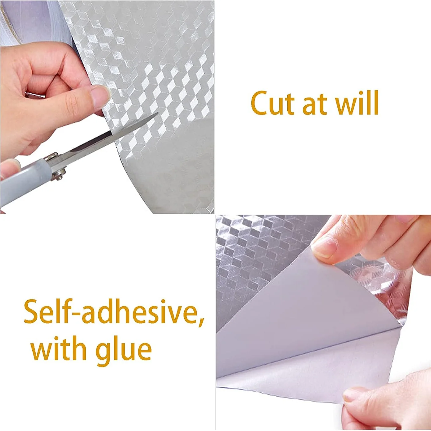 1PC Oil Proof Kitchen Wallpaper Self-Adhesive Aluminum Foil Backsplash Silver Cabinet Liner Waterproof Heat Resistant view 2