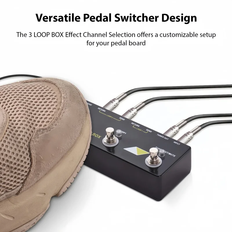 MOSKYAUDIO 3 Loop True Bypass Guitar Pedal Switcher Box - Effects Pedal Switching System for Effect Pedalboards