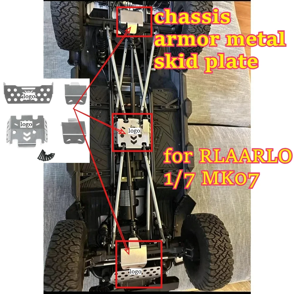 RC car upgrade racing chassis armor metal skid plate upgrade fitting for RLAARLO 1/7 MK07 custom size replacement accessories