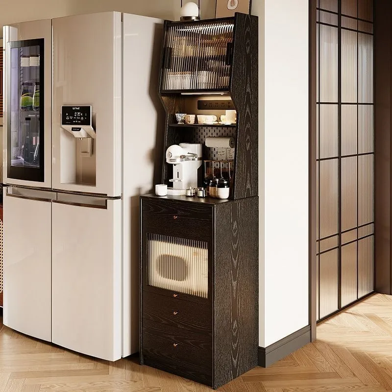 Nordic solid wood dining side cabinet retro hole board storage locker household Japanese style