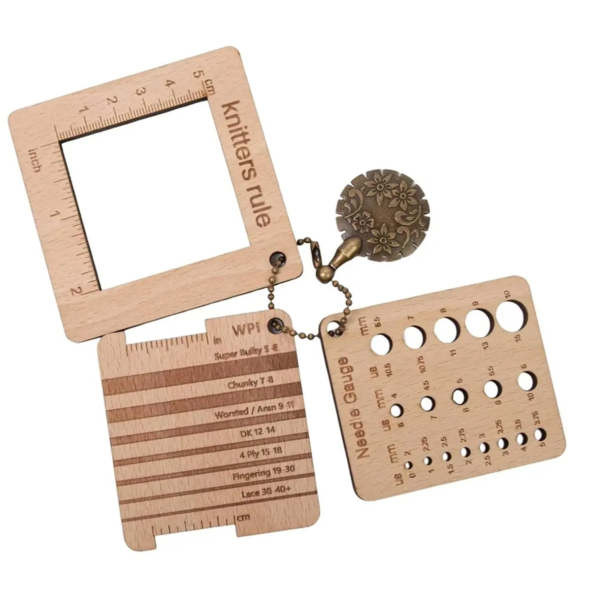 2026 New Knitting Rulers Gauge Knitting Calculator DIY Weaving Measuring Tools Knitters Ruler with Threader Cutter