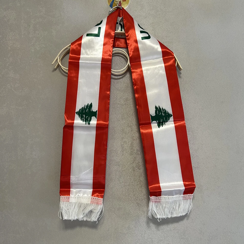 SKY FLAG Custom Lebanon Scarf 14*135cm Double Sided Printed Lebanon Scarf Banner For Holiday Event Decoration