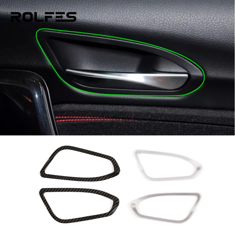 

ROLFES Carbon Fiber Car Interior Handle Decorative Frame Cover For BMW 1 2 Series F20 F21 F22 F23 2012-2019 Auto Accessories