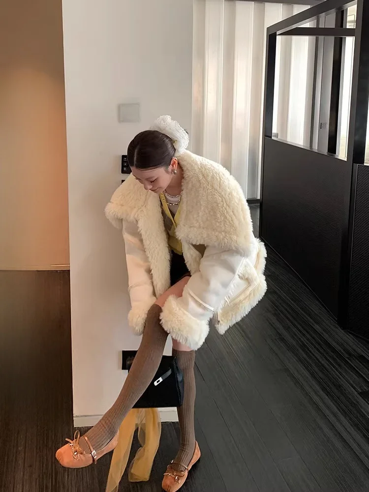 

Женское зимнее пальто DULA из искусственной кожи с меховым воротником, свободного кроя, на молнии, для повседневной носки, новинка