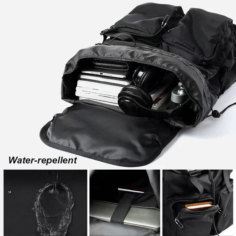 New Drawstring Hasp Buckles Casual Backpack Men Women College School Bags Notebook Backpacks Simple 15.6 Inch Laptop Bag For Men