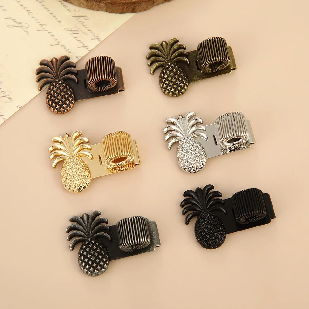 1pc Vintage Pineapple Metal Pen Clip, Spring Loaded Pen Holder for Notebook Journal Office