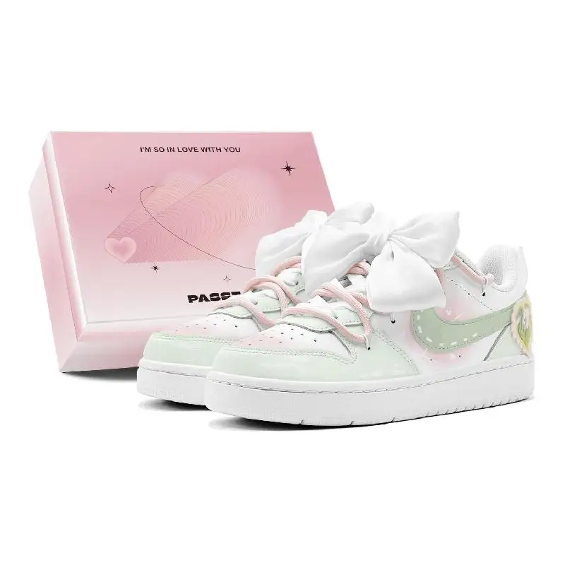 

[Весенние тюльпаны на заказ S-BOX] Nike Court Borough Romantic 520 Tulip Love Bowknot Charm Съемный низкий верх Повседневный скейтборд Sho