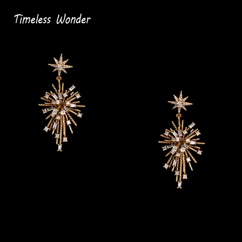 Timeless Wonder Fancy Zircon Geo Firework Stud Earrings for Women Designer Jewelry Sweet Gift Rare Top Classy Style 3346