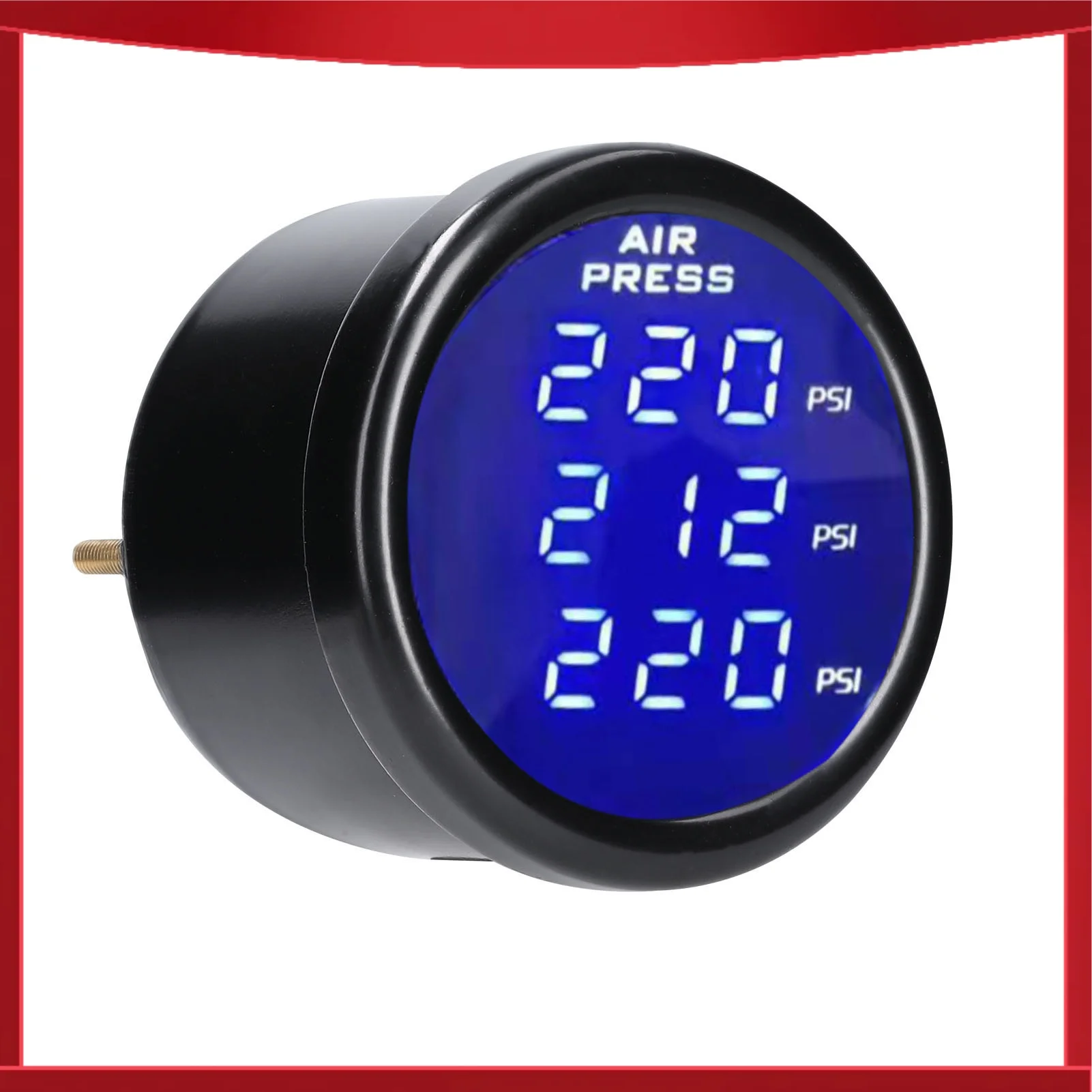 

Triple Display Air Pressure Guage LED Digital Air Suspension Gauge 0-220PSI with 3pcs 1/8NPT Sensors