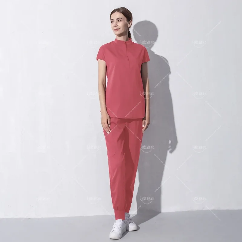 Moda donna abbigliamento da lavoro Scrub top + pantalone uniforme medica chirurgia Scrub camicia manica corta Pet Shop medico infermiera uniforme infermieristica