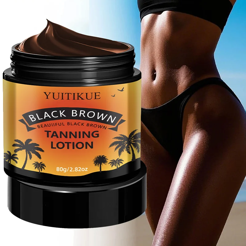 YUITIKUE Black Brown Tanning Lotion - Sunless Tanner, Fast Natural Color, Moisturizing & No Streaks, Odor Free & Long Lasting