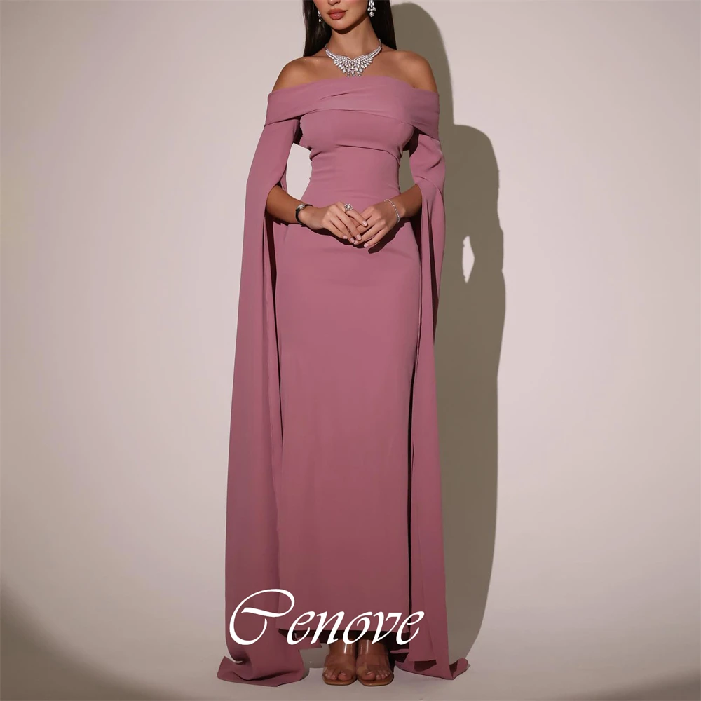 

Cenove 2024 Arab Dubai Off The Shoulder Prom Dress Ankle-Length With Full Sleeves Evening Fashion Elegant Party Dress For Women