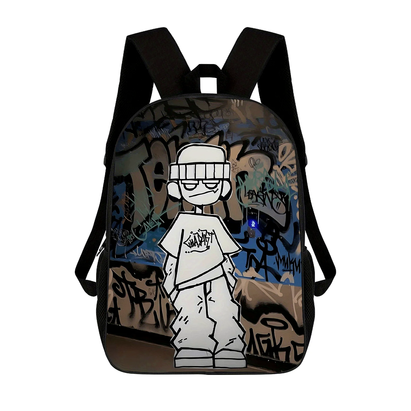 

1-Piece Lightweight Black Neutral Printed Backpack, Printed Backpack - Adjustable Strap, Unisex School Bag, Leisure Travel