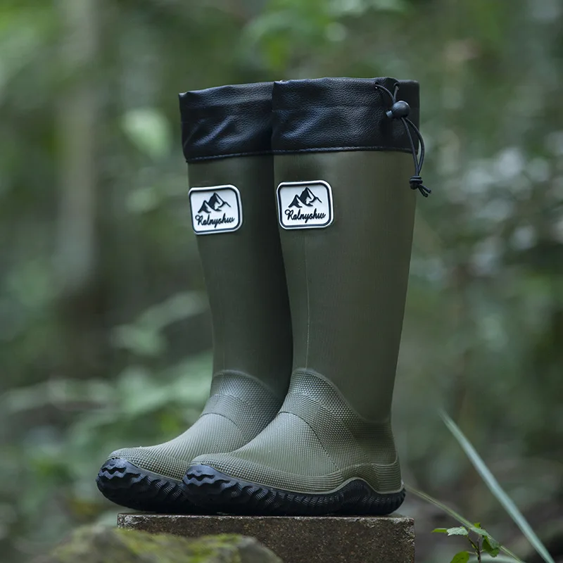 Rain Boots for Men Fashionable Igh-Top Rain Boots Outer Wear Long-Tube Waterproof Non-Slip Couple Style Outdoor Fishing Boots image 3