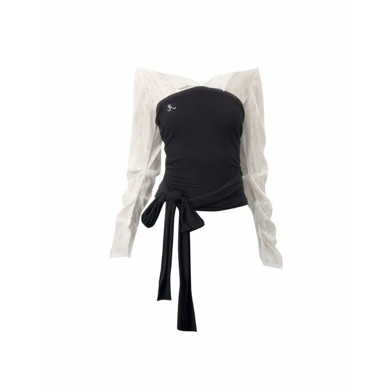 

Y2K Subculture T-shirt Long Sleeve Top Women Casual Fake Two Piece Harajuku Korean Style Sweet Cool Style Autumn Casual Tees