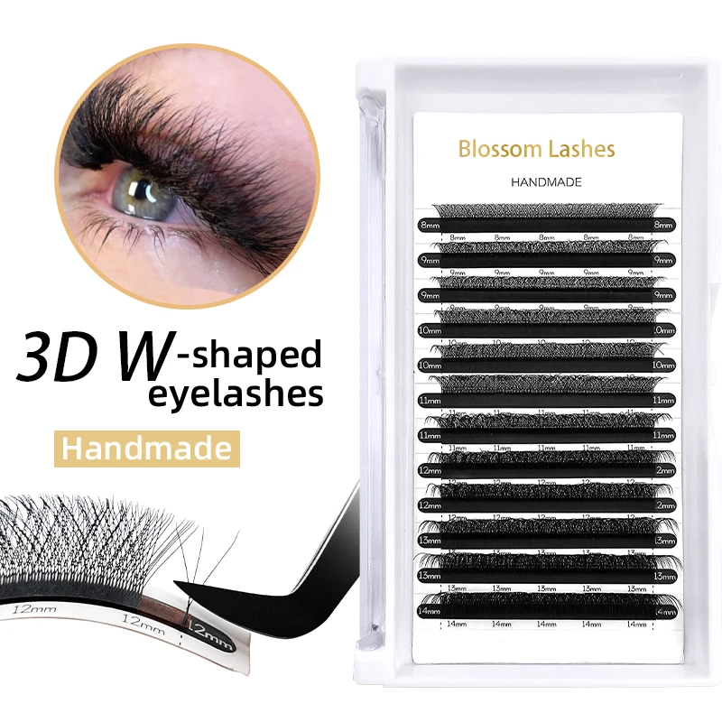 W Shape Bloom 3D Premade Fans Eyelash Extensions Natural Soft Professional Lashes  3 Tip C/D Curl High Quality Idividual Lashes