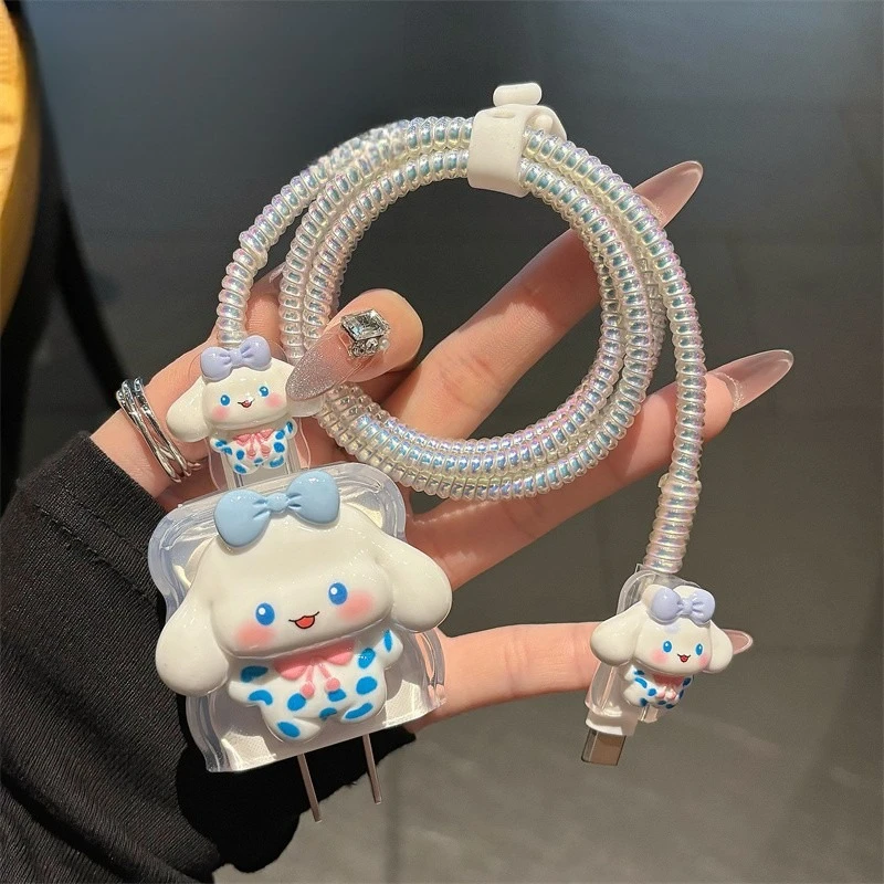 

Cute Cartoon Charger Spring Cable Winder Charger Protection for Apple 20w Data Cable Charging Decoration Accessories