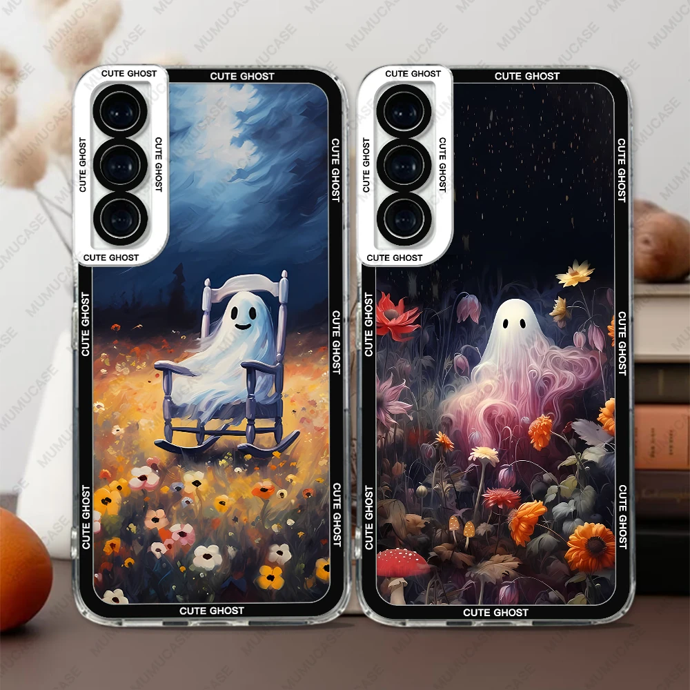 Etui na telefon Samsung Galaxy S20 S21 S22 S23 S24 FE Plus Ultra A54 A53 A52 A34 5G TPU Soft Cover Cute Little Ghost