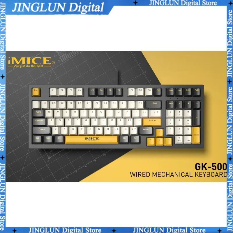 Imice Mechanical Keyboard Gk-500 True Mechanical Wired Keyboard Waterproof Gaming 18 Lighting Modes