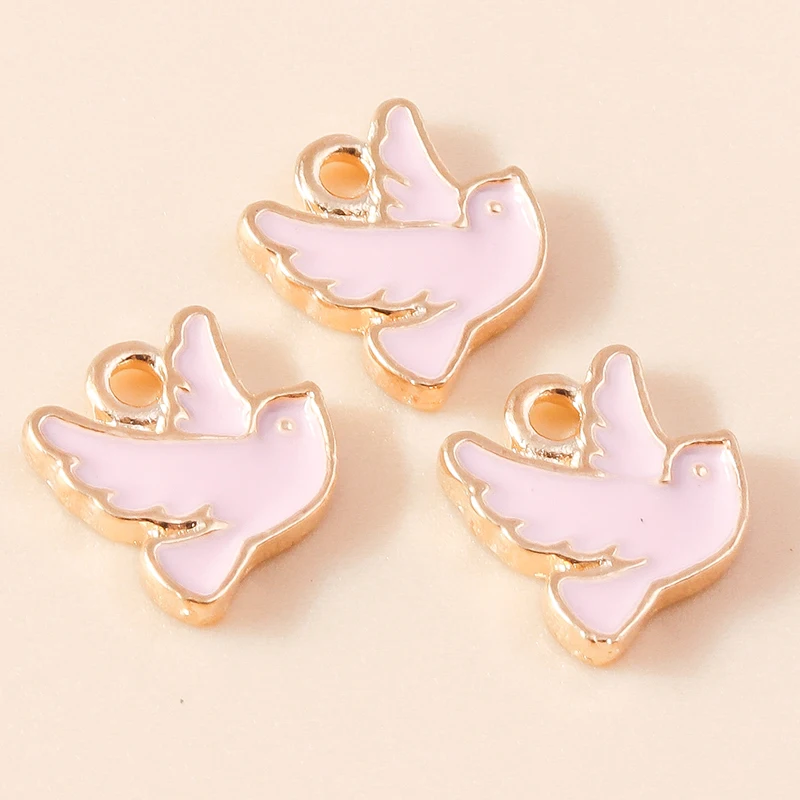 10 Stück 13x11mm Cartoon Mini Emaille Tier Tauben Anhänger für Schmuckherstellung Halsketten Ohrringe DIY Bastelzubehör – Detail 3