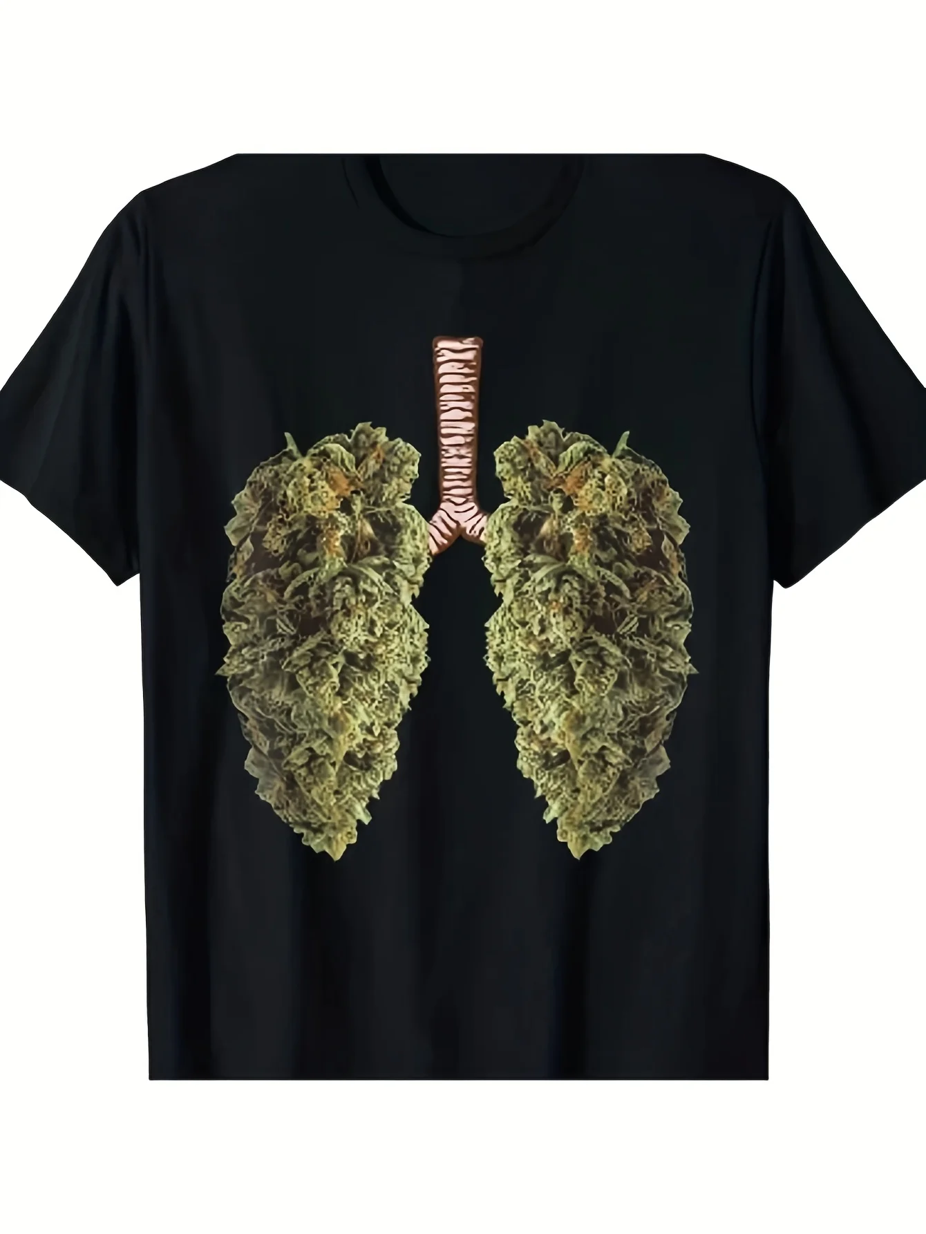 Men's Pattern T-Shirt - Fun Lung Design Crew Neck, Unisex, Suitable for Summer 2026 Short Sleeve Printed Shirt, 180G