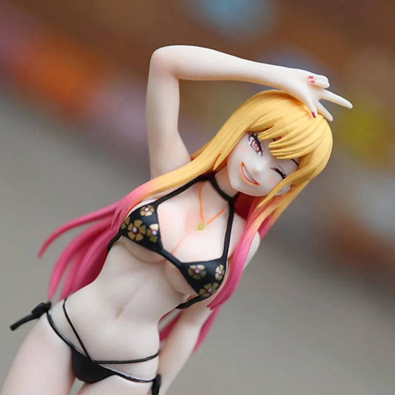 Maillot de bain figurine de dessin animé Kitagawa Marin, 23cm, Style Bikini, jolie fille, modèle debout fait à la main, ornement de bureau, jouet, cadeaux pour amis