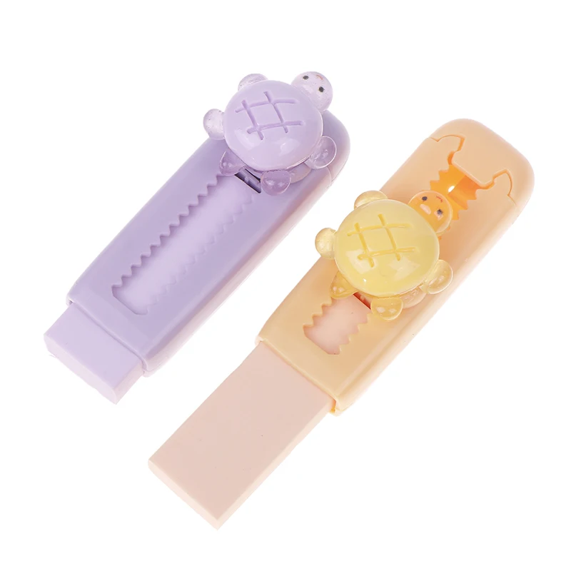 Adorable Glow-in-the-Dark Turtle Push-Pull Eraser – A Charming Cartoon Stationery Gift For Students And Children