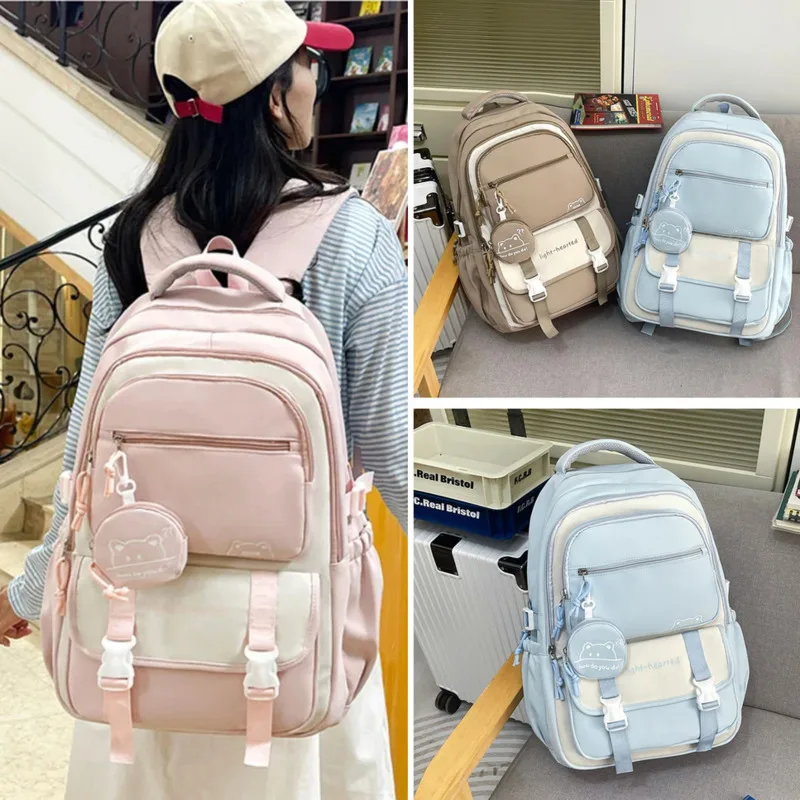 

Fun Backpacks Bear Print Y2K Backpack Women Casual Twill Cute Sweet Travel Zipper Itabag High Capacity Student Unisex Backpacks