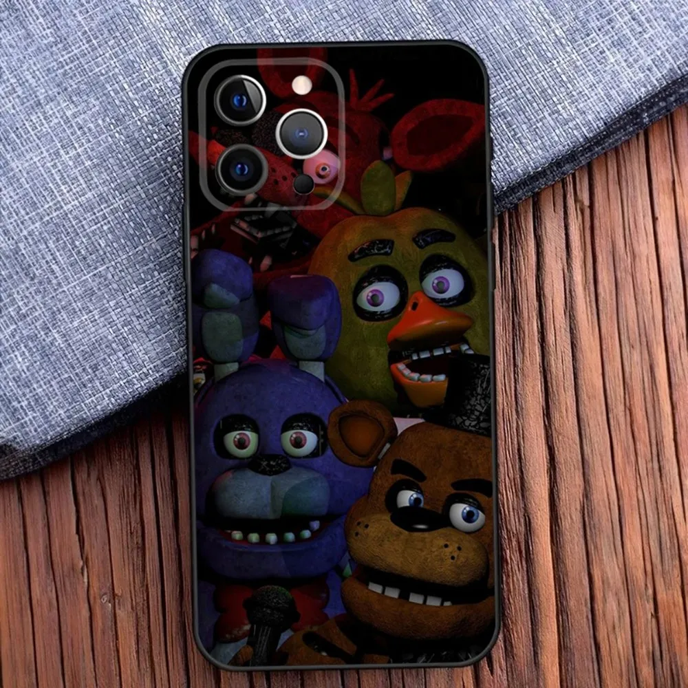 Fnaf F-Five-nights-At-Freddys Phone Case For iPhone 16,15,14,13,12,11,Pro,X,XS,Max,XR,Plus,Mini Black Soft Silicone Case