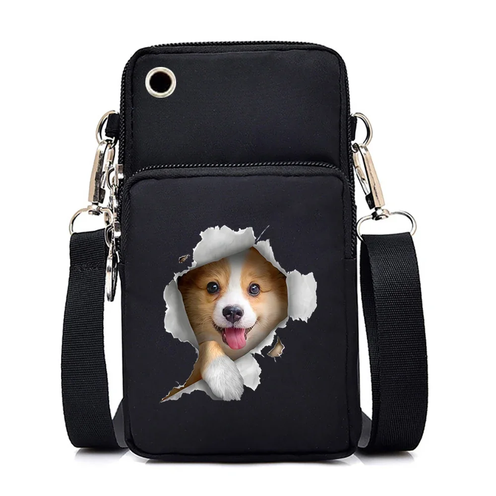 Grafica per cani carini Borse a tracolla piccole da donna Harajuku Animal Mini borsa per cellulare Borsa a tracolla per adolescenti Borse e borsette