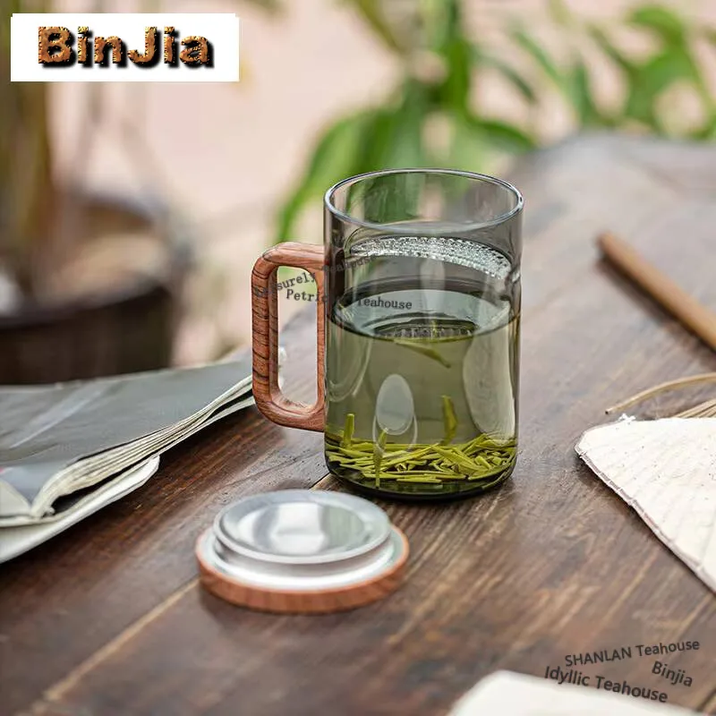 

Прозрачная стеклянная чайная чашка ручной работы с фильтром в виде полумесяца, 500 мл, сепараторная чашка, кофейная кружка с ручкой, персонализированная офисная кружка, ремесло