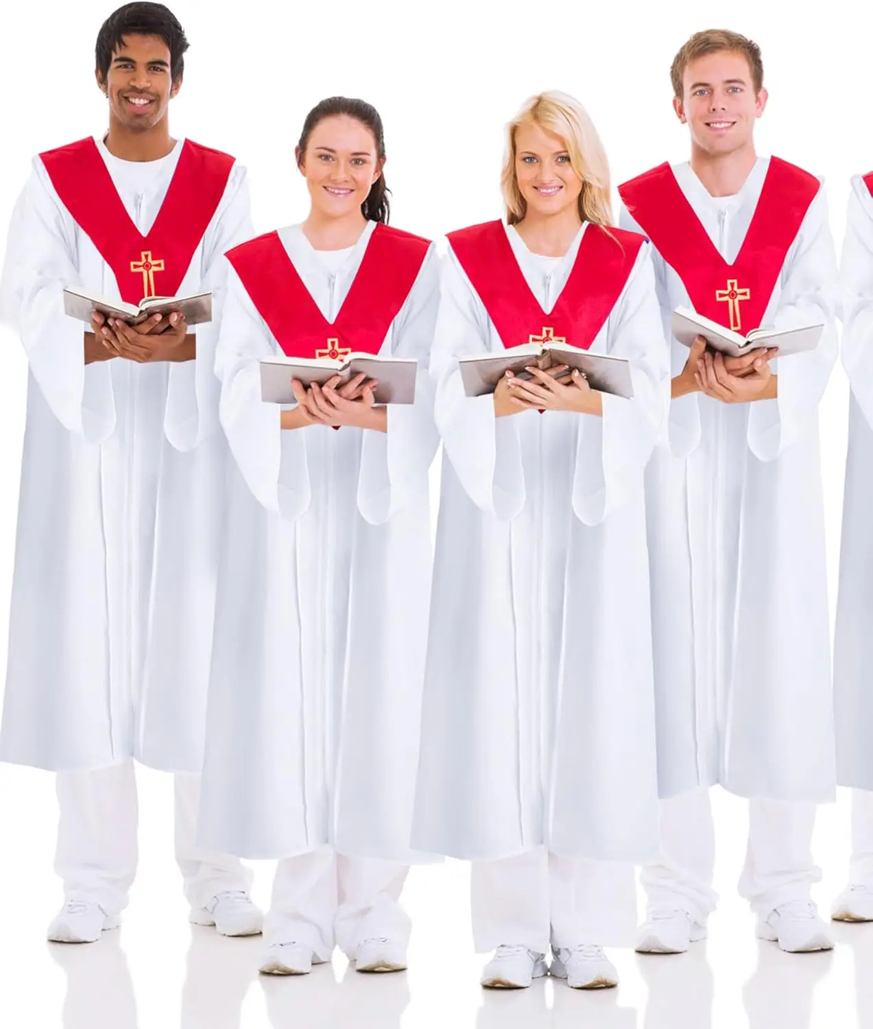 Wholesale Unisex Matte Choir Robes for Church White Baptism Graduation Gown Confirmation Pulpit Judge Costume Adults