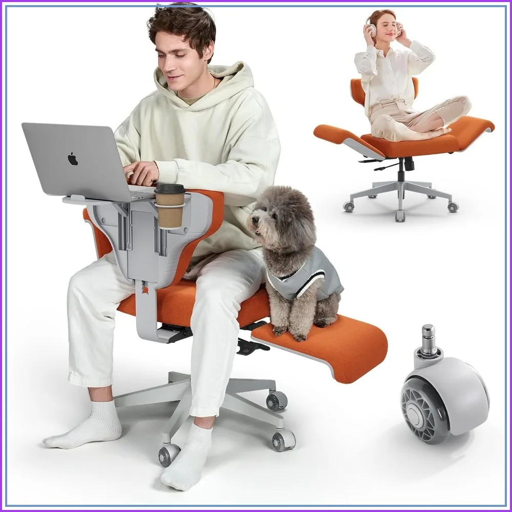 office chair cross legged, wheels, laptop tray, multi-position recliner, adjustable ergonomic