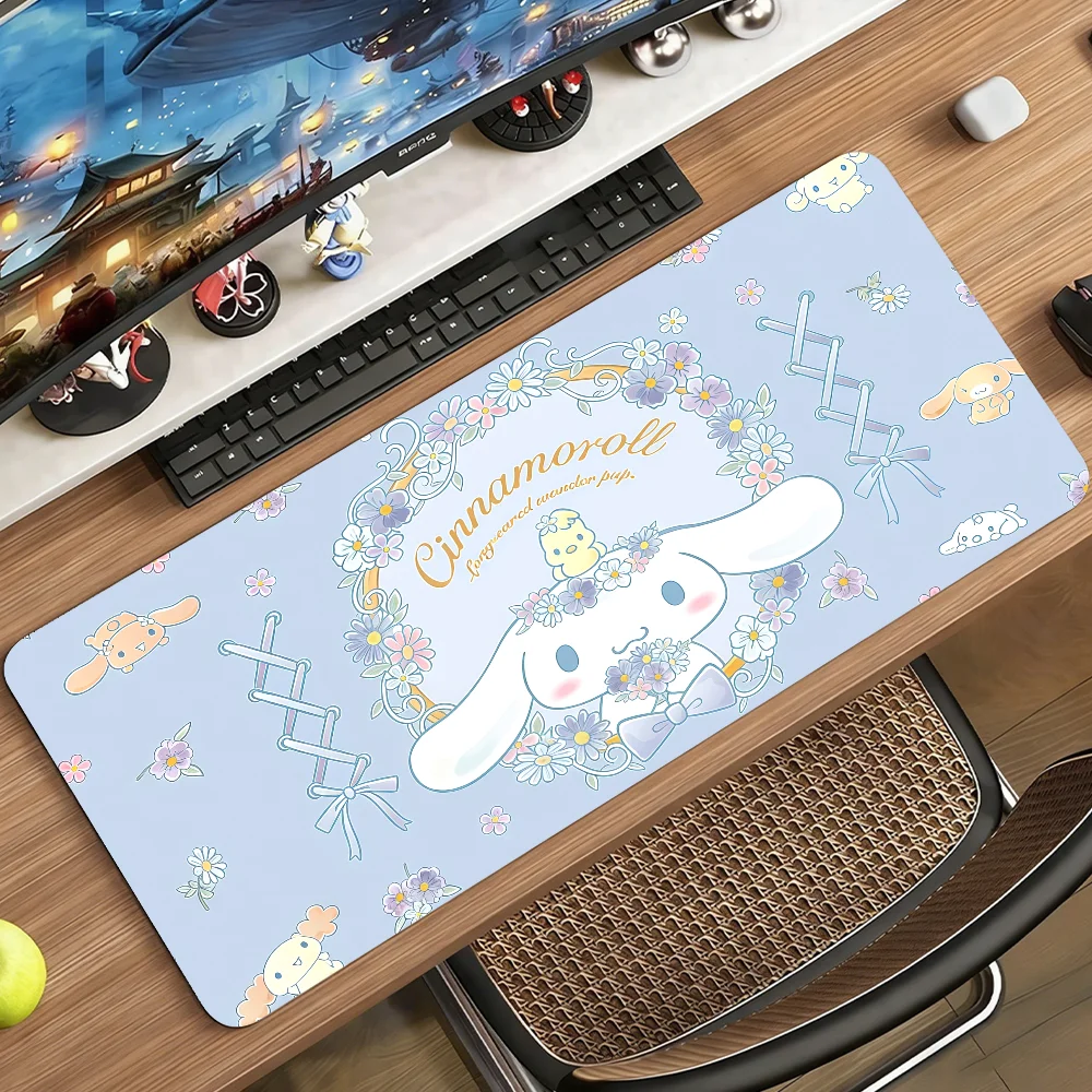 Cute C-Cinnamoroll  Mouse Pad Non-slip Rubber Computer Mat Gamer Balance Decoracion Deskmat Laptop Office Large