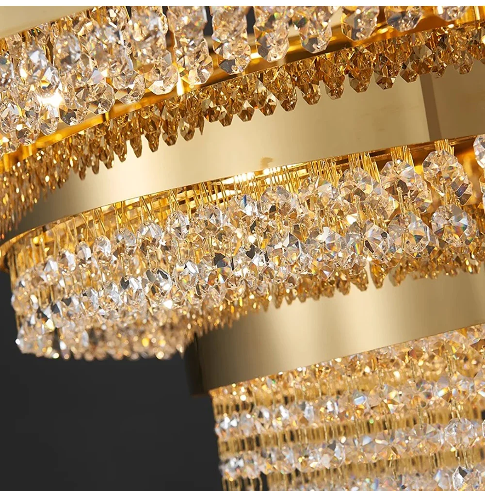 

Modern Gold Crystal Chandelier Luxury Ceiling Pendant Light for Living Room Foyer Home Decor