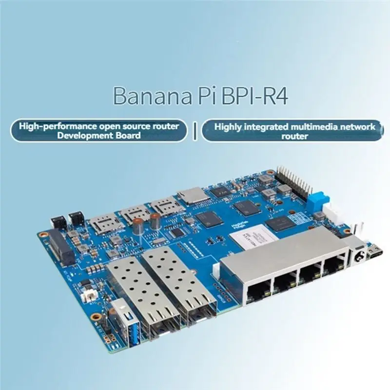 A08E-For Banana Pi BPI-R4 Router Development Board 4GB RAM MT7988A High-Performance Open-Source Router Board With Heat Sink