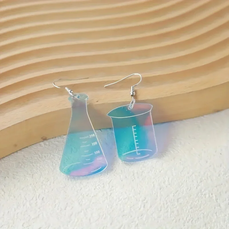 Laser Symphony Asymmetric Measuring Cup Design Dangle EarringsRetro Cute Style Acrylic Jewelry Funny Female Gift