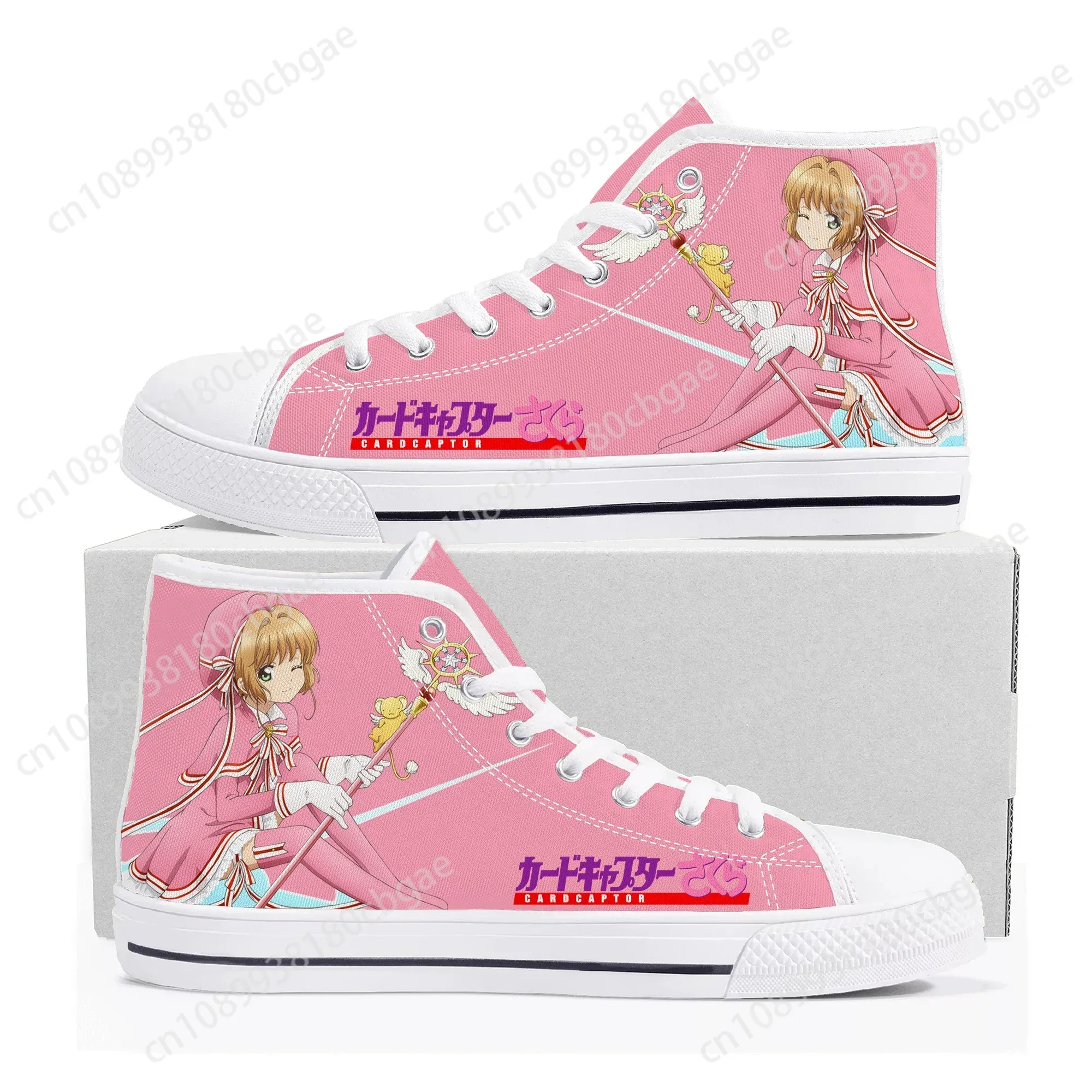Quente dos desenhos animados cardcaptor sakura alta superior tênis de alta qualidade das mulheres dos homens adolescente tênis lona casual casal sapatos sapato personalizado