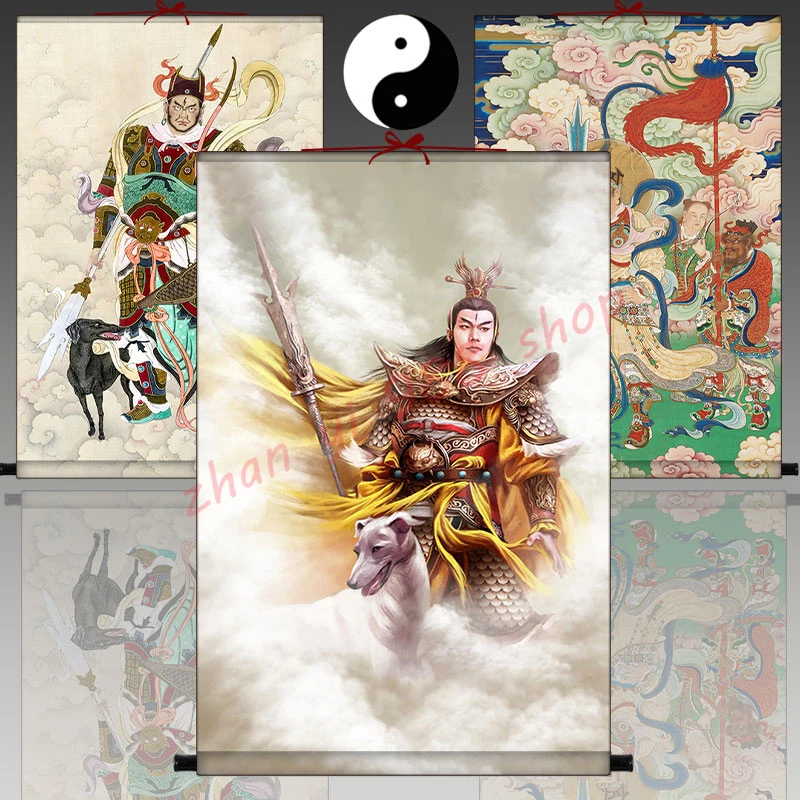 Erlang Shen Yang Jian hanging painting, exquisite home auspicious feng shui decoration hanging painting