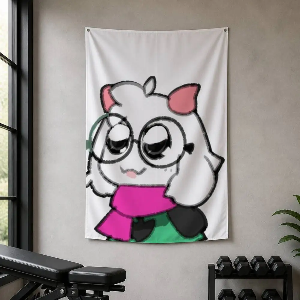 D-Deltarune Cute Ralsei  Decorative Art Flag Banner for Picnic Camping Party and Home Decor