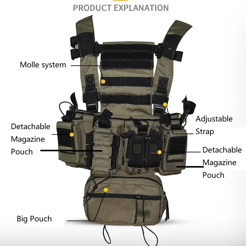 Chaleco de aparejo de pecho D3CR, Multicam, negro, verde, camuflaje táctico, caza, combate, Crossfit para Paintball al aire libre, equipo de juego de guerra Airsoft