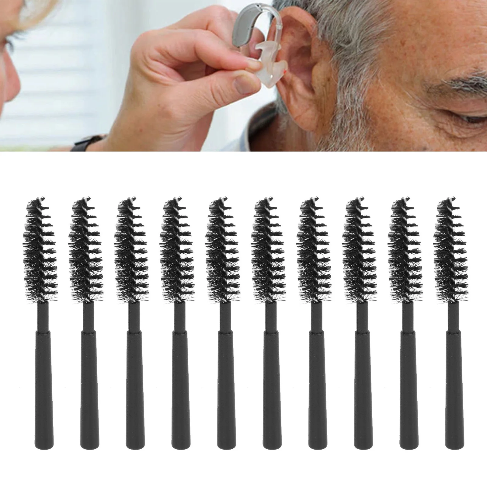 Spazzole per la pulizia dell'amplificatore dell'udito da 10 pezzi spazzola per la pulizia dell'amplificatore del suono robusto e leggero per auricolari tappi per le orecchie
