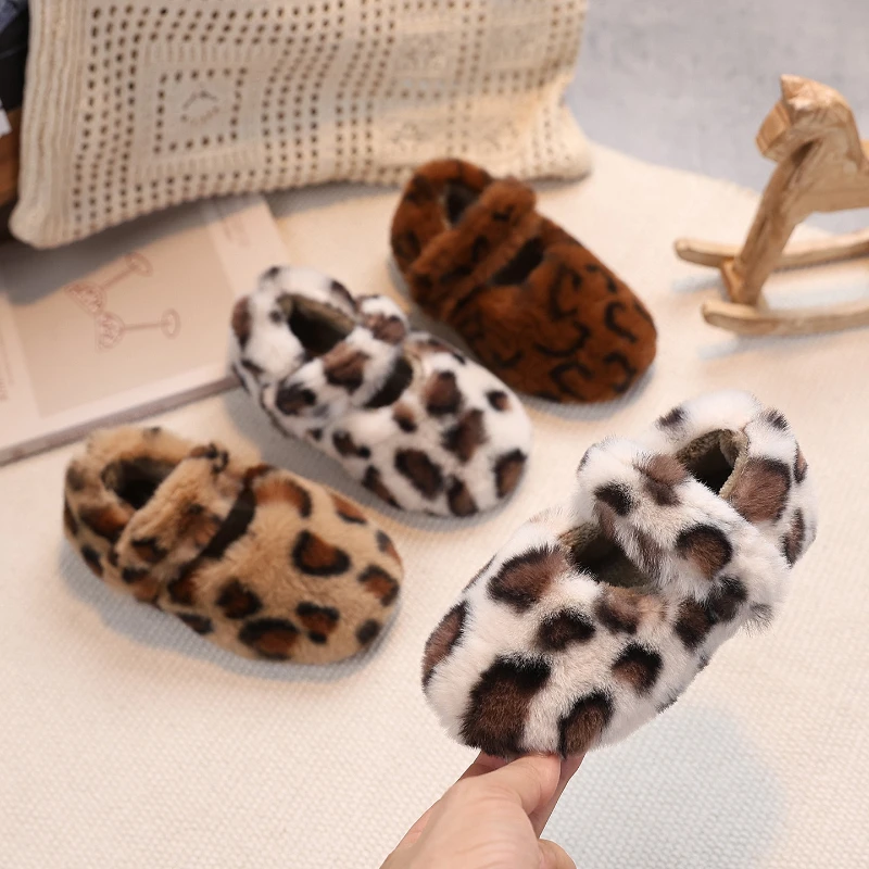 

Children Warm Platform Flat Fluffy Slippers Winter New Fashion Warm Casual Outdoor Non Slip Cotton Padded Shoes Kids Slippers